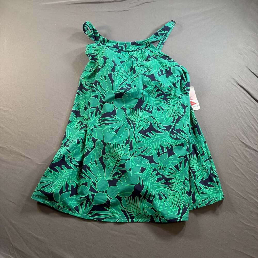 NWT Lands’ End Women’s 18W Green Tropical Swim Dress Lycra Xtra Life